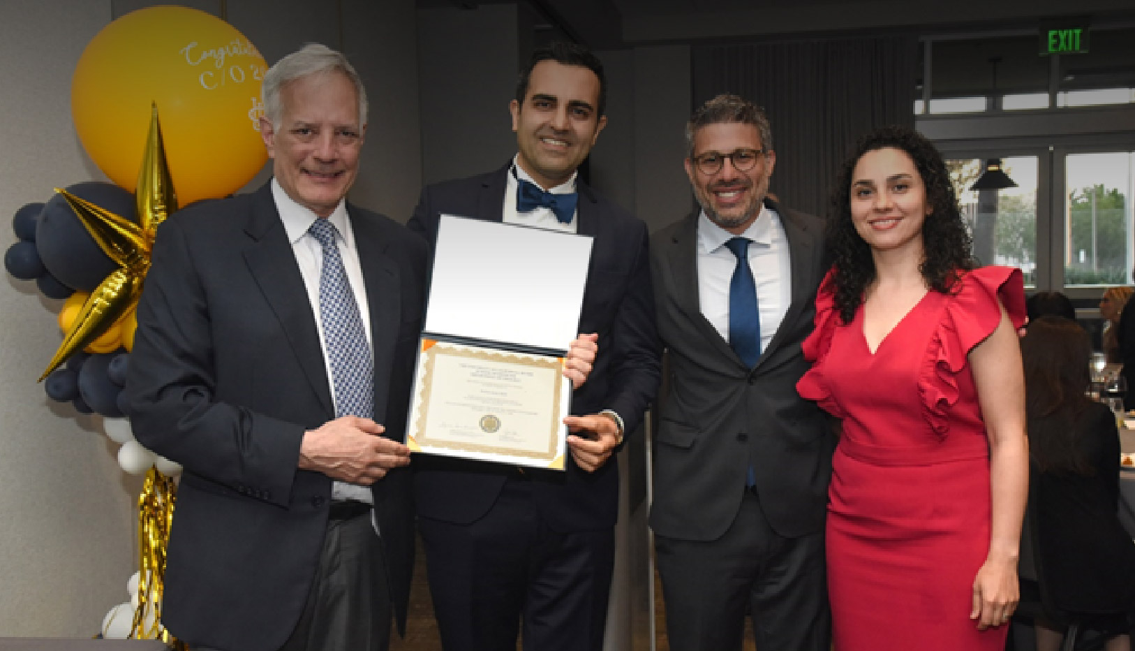 (left to right): Dr. Joel Gelman, Dr. Babak Azad, Dr. Faysal A. Yafi, Dr. Zhina Sadeghi, 2024 Graduation